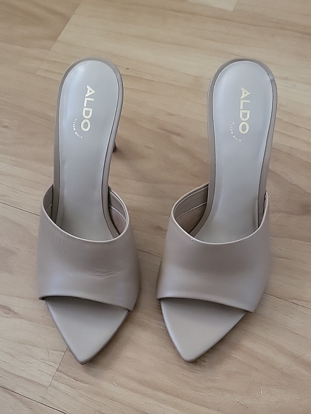 ALDO Beige Pointed Toe Slide Mules